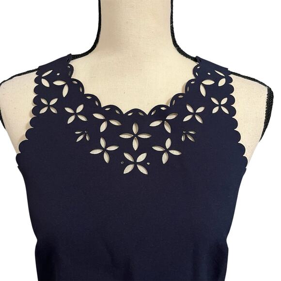 J. Crew | Classic Women's Navy Blue Laser Sheath Dress Sz 00 Preppy Minimalist - Picture 2 of 4